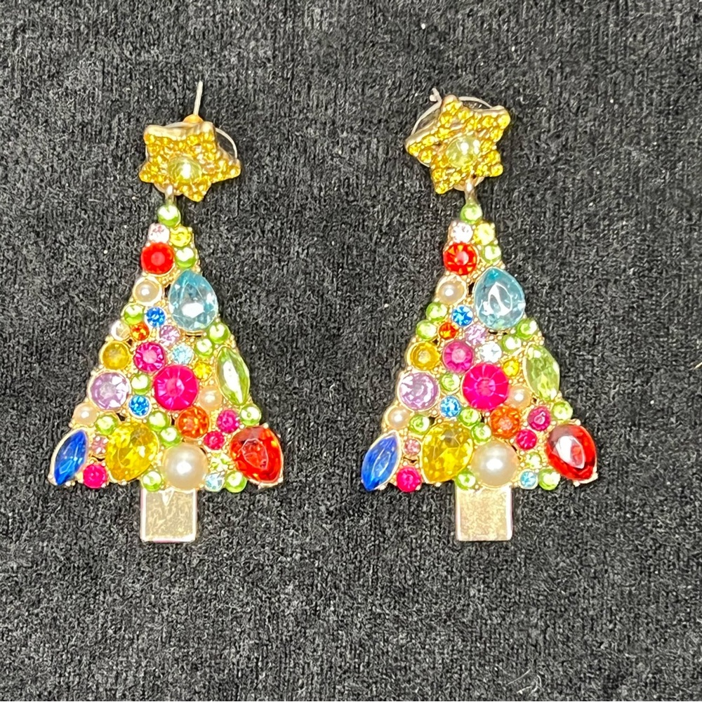 Rhinestone Christmas Tree Earrings